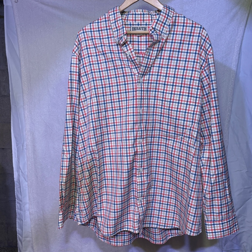 Duluth Trading Co Red and Blue Casual Button Down Shirt - Picture 2 of 7